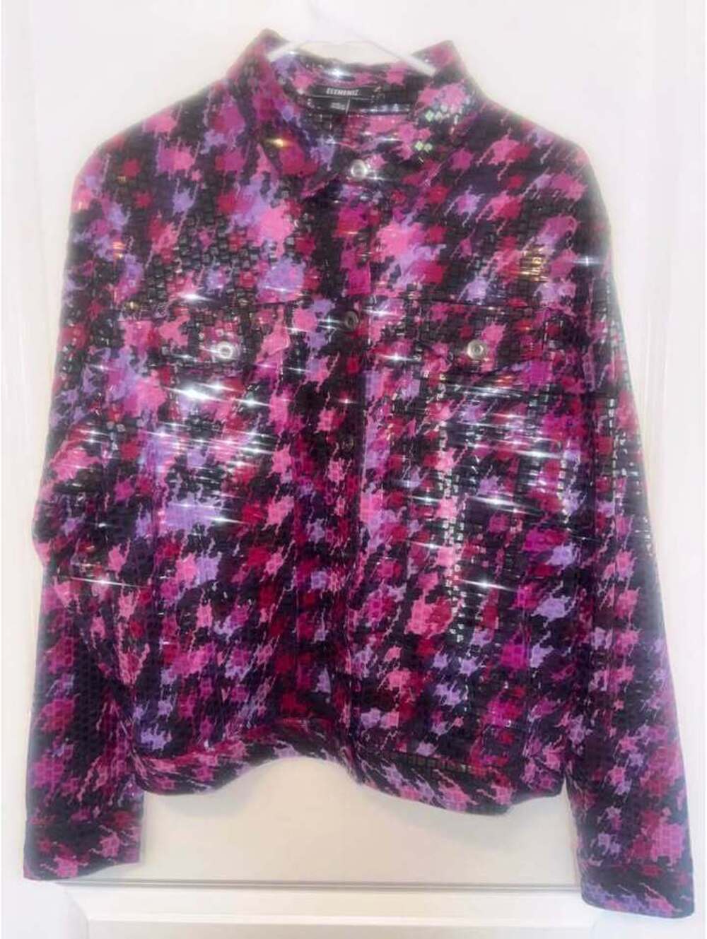 Elementz Pink and Purple Sequin Houndstooth Jacket Size L